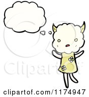 Cartoon Of A Cloud With A Body And Horns And A Conversation Bubble Royalty Free Vector Illustration