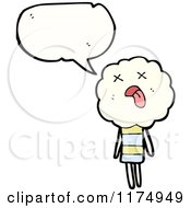 Cartoon Of A Cloud With A Body Sticking Out Its Tongue And A Conversation Bubble Royalty Free Vector Illustration
