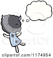 Cartoon Of A Cloud With A Body And Horns And A Conversation Bubble Royalty Free Vector Illustration