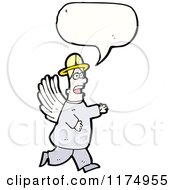 Cartoon Of An Angel With A Conversation Bubble Royalty Free Vector Illustration