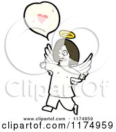 Cartoon Of An Angel With A Conversation Bubble With A Heart Royalty Free Vector Illustration