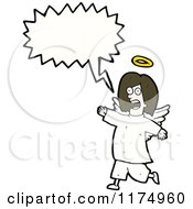 Cartoon Of An Angel With A Conversation Bubble Royalty Free Vector Illustration by lineartestpilot