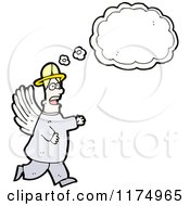 Cartoon Of An Angel With A Conversation Bubble Royalty Free Vector Illustration