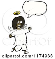 Cartoon Of An African American Angel With A Conversation Bubble Royalty Free Vector Illustration