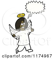 Cartoon Of An African American Angel With A Conversation Bubble Royalty Free Vector Illustration by lineartestpilot