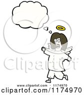 Cartoon Of An Angel With A Conversation Bubble Royalty Free Vector Illustration by lineartestpilot