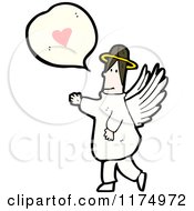 Cartoon Of An Angel With A Conversation Bubble With A Heart Royalty Free Vector Illustration by lineartestpilot