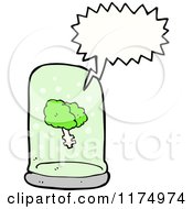 Poster, Art Print Of Green Brain In A Snow Globe With A Conversation Bubble