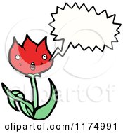 Cartoon Of A Red Flower With A Conversation Bubble Royalty Free Vector Illustration