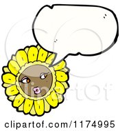 Cartoon Of A Yellow Sunflower With A Conversation Bubble Royalty Free Vector Illustration