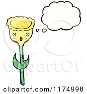 Cartoon Of A Yellow Flower With A Conversation Bubble Royalty Free Vector Illustration by lineartestpilot