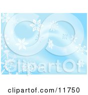 Poster, Art Print Of Blue Background With White Snowflakes