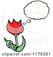 Cartoon Of A Red Flower With A Conversation Bubble Royalty Free Vector Illustration
