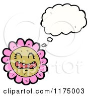 Cartoon Of A Pink Flower With A Conversation Bubble Royalty Free Vector Illustration by lineartestpilot