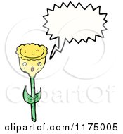 Cartoon Of A Yellow Flower With A Conversation Bubble Royalty Free Vector Illustration