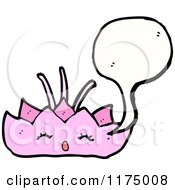 Cartoon Of A Pink Flower With A Conversation Bubble Royalty Free Vector Illustration