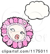 Cartoon Of A Pink Flower With A Conversation Bubble Royalty Free Vector Illustration
