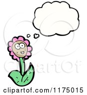 Cartoon Of A Pink Flower With A Conversation Bubble Royalty Free Vector Illustration by lineartestpilot