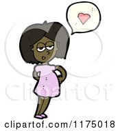 Cartoon Of An African American Girl With A Heart Conversation Bubble Royalty Free Vector Illustration
