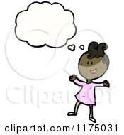Cartoon Of An African American Girl In Pink With A Conversation Bubble Royalty Free Vector Illustration