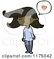 Cartoon Of An African American Girl With A Heart Conversation Bubble Royalty Free Vector Illustration