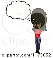 Cartoon Of An African American Girl With A Conversation Bubble Royalty Free Vector Illustration