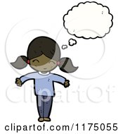 Cartoon Of An African American Girl In Pigtails With A Conversation Bubble Royalty Free Vector Illustration