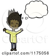 Cartoon Of An African American Girl In Green With A Conversation Bubble Royalty Free Vector Illustration