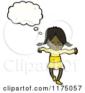 Cartoon Of An African American Girl In Yellow With A Conversation Bubble Royalty Free Vector Illustration