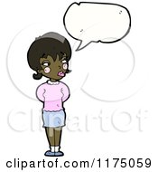 Cartoon Of An African American Girl In Pink With A Conversation Bubble Royalty Free Vector Illustration