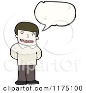 Cartoon Of A Man Wearing A Gray Sweater With A Conversation Bubble Royalty Free Vector Illustration