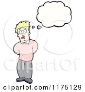 Cartoon Of A Man Wearing A Pink Sweater With A Conversation Bubble Royalty Free Vector Illustration