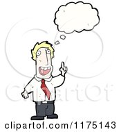 Cartoon Of A Man Wearing A Suit Pointing With A Conversation Bubble Royalty Free Vector Illustration