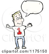 Cartoon Of A Man With The Number One And A Conversation Bubble Royalty Free Vector Illustration