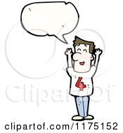 Cartoon Of A Man With The Number Four And A Conversation Bubble Royalty Free Vector Illustration