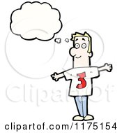 Cartoon Of A Man With The Number Three And A Conversation Bubble Royalty Free Vector Illustration
