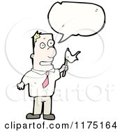 Cartoon Of A Man Wearing A Tie Holding A Flag With A Conversation Bubble Royalty Free Vector Illustration