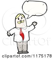 Cartoon Of A Man Wearing A Tie With A Conversation Bubble Royalty Free Vector Illustration