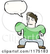Cartoon Of A Man Wearing A Green Sweater With A Conversation Bubble Royalty Free Vector Illustration