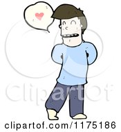 Cartoon Of A Man Wearing A Blue Sweater With A Heart Conversation Bubble Royalty Free Vector Illustration