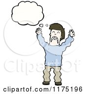 Cartoon Of A Man Upset Wearing A Blue Sweater With A Conversation Bubble Royalty Free Vector Illustration