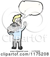 Cartoon Of A Man With A Camera Wearing A Blue Sweater With A Conversation Bubble Royalty Free Vector Illustration