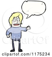Poster, Art Print Of Man Wearing A Blue Sweater With A Conversation Bubble