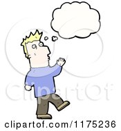 Cartoon Of A Man Wearing A Blue Sweater With A Conversation Bubble Royalty Free Vector Illustration
