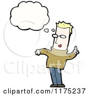 Cartoon Of A Man Wearing A Tan Sweater With A Conversation Bubble Royalty Free Vector Illustration