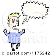 Cartoon Of A Tired Man Wearing A Blue Sweater With A Conversation Bubble Royalty Free Vector Illustration
