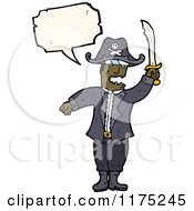 Cartoon Of A Black Pirate With A Sword And A Conversation Bubble Royalty Free Vector Illustration