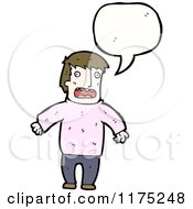 Cartoon Of A Man Wearing A Pink Sweater With A Conversation Bubble Royalty Free Vector Illustration