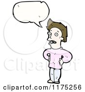 Poster, Art Print Of Man Wearing A Pink Sweater With A Conversation Bubble