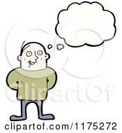 Cartoon Of A Man Wearing A Olive Sweater With A Conversation Bubble Royalty Free Vector Illustration